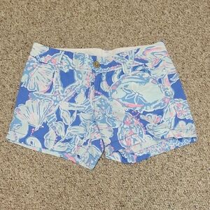 Lilly Pulitzer Callahan Blue and Pink Shorts Sz 2, 100% Cotton